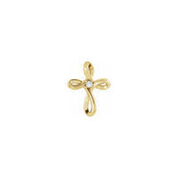 Diamond Incrusted Infinity Cross Pendant kuning (14K) depan - Popular Jewelry - New York