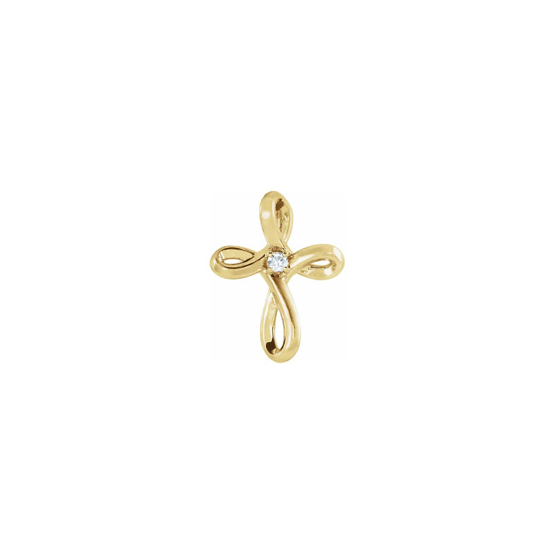 Diamond Incrusted Infinity Cross Pendant yellow (14K) front - Popular Jewelry - New York