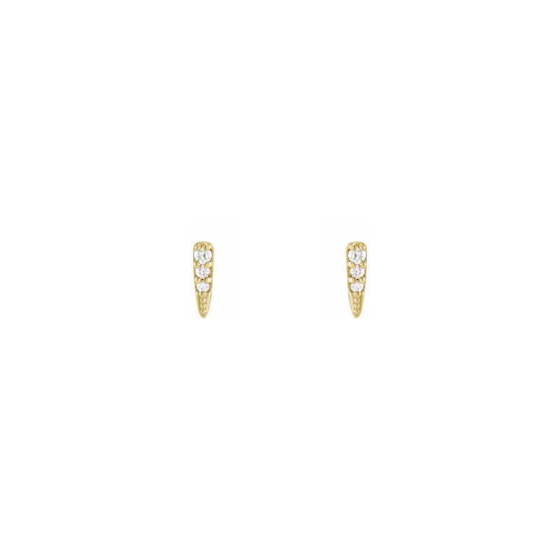 Diamond Incrusted Spike Stud Earrings yellow (14K) front - Popular Jewelry - New York