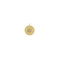 Diamond Lotus Disc Pendant jòn (14K) devan - Popular Jewelry - Nouyòk