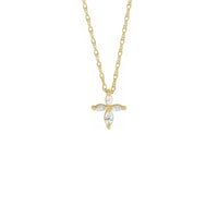 Diamond Marquise Cross Necklace kuning (14K) depan - Popular Jewelry - New York