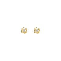 Diamond Solitaire Knot Stud Earrings kuning (14K) depan - Popular Jewelry - New York