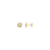 Diamond Solitaire Knot Stud Earrings kuning (14K) utama - Popular Jewelry - New York
