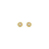 Diamond Solitaire Sun Stud Earrings flava (14K) antaŭa - Popular Jewelry - Novjorko