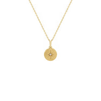 Diamond Starburst Medallion Necklace kuning (14K) depan - Popular Jewelry - New York
