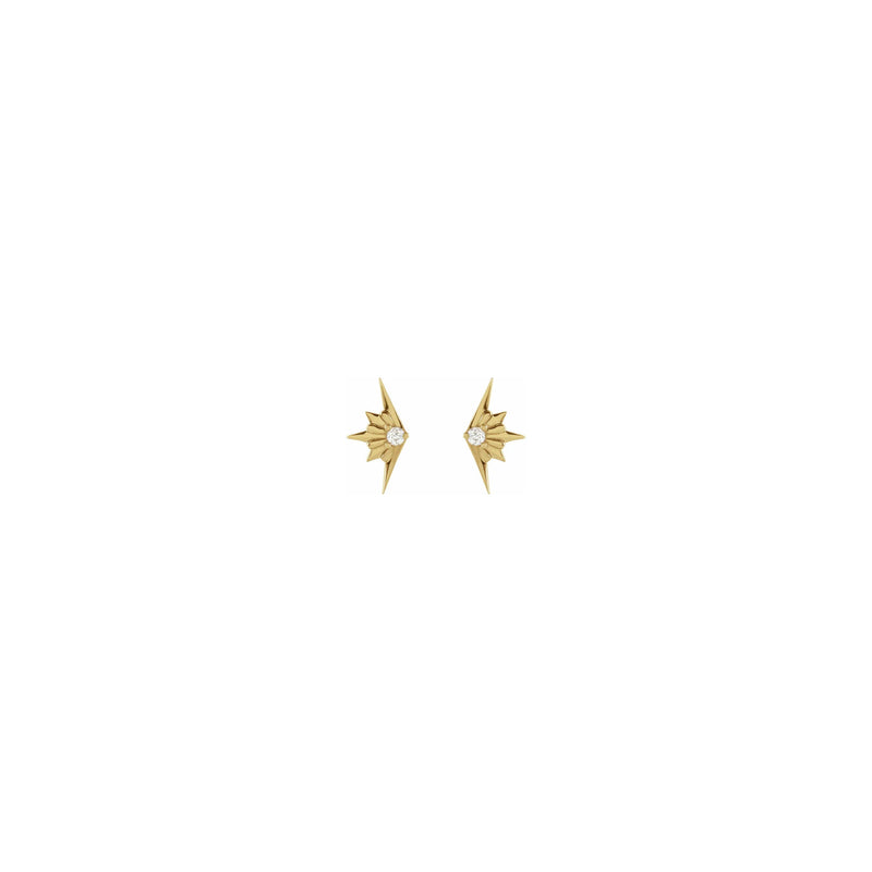 Diamond Starburst Stud Earrings yellow (14K) front - Popular Jewelry - New York