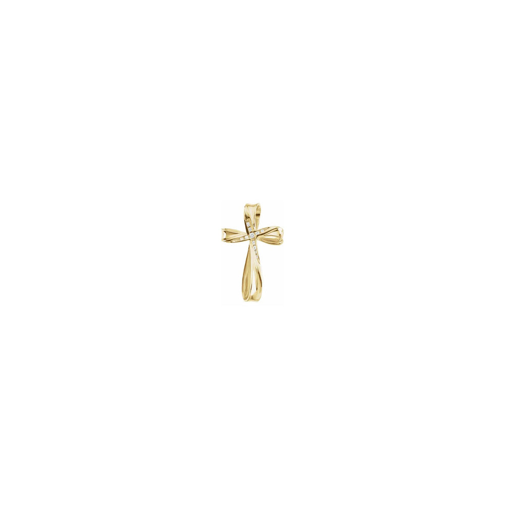 Diamond Streamline Infinity Cross Pendant yellow (14K) front - Popular Jewelry - New York