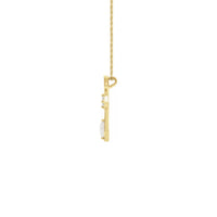 Collar con cruz perforada de diamantes y ópalo, lado amarillo (14K) - Popular Jewelry - Nueva York