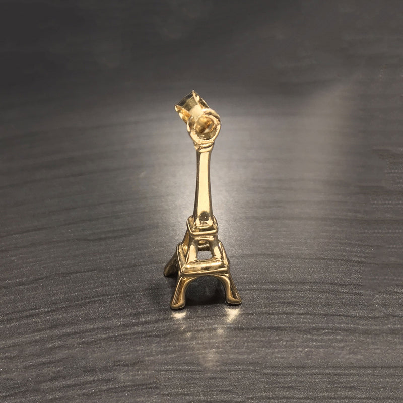 Eiffel Tower Polished Pendant (14K) front - Popular Jewelry - New York