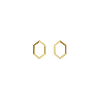 Elongated Hexagon Contour Earrings yellow (14K) front - Popular Jewelry - New York