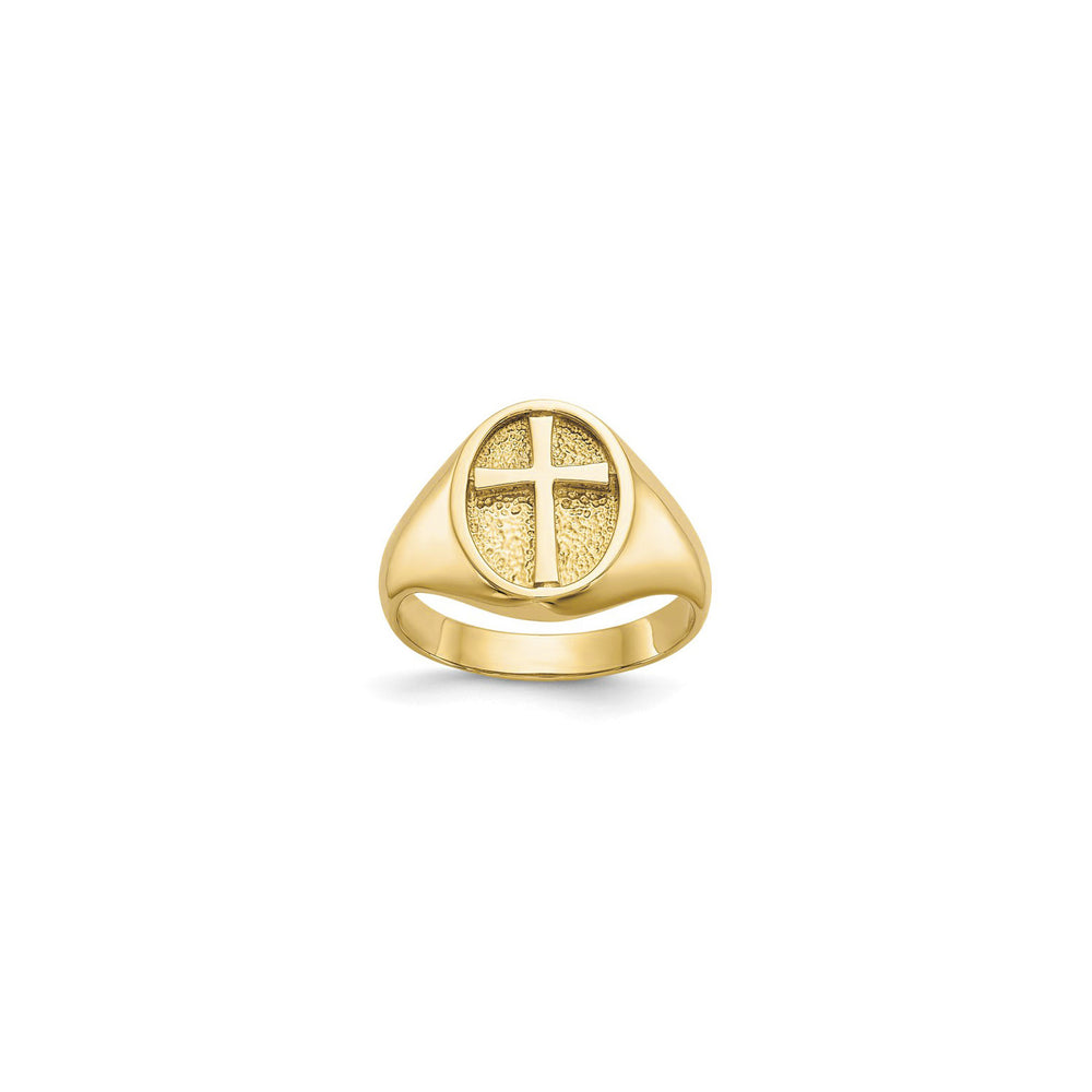 Eternal Life Cross Signet Ring (14K) main - Popular Jewelry - New York