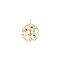 Family Tree Three Gemstone Circle Pendant yellow (14K) front - Popular Jewelry - New York
