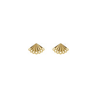 Fan Stud Earrings yellow (14K) front - Popular Jewelry - New York