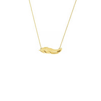 Feather Necklace yellow (14K) front - Popular Jewelry - New York