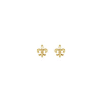 Fleur-de-lis Stud Earrings yellow (14K) front - Popular Jewelry - New York