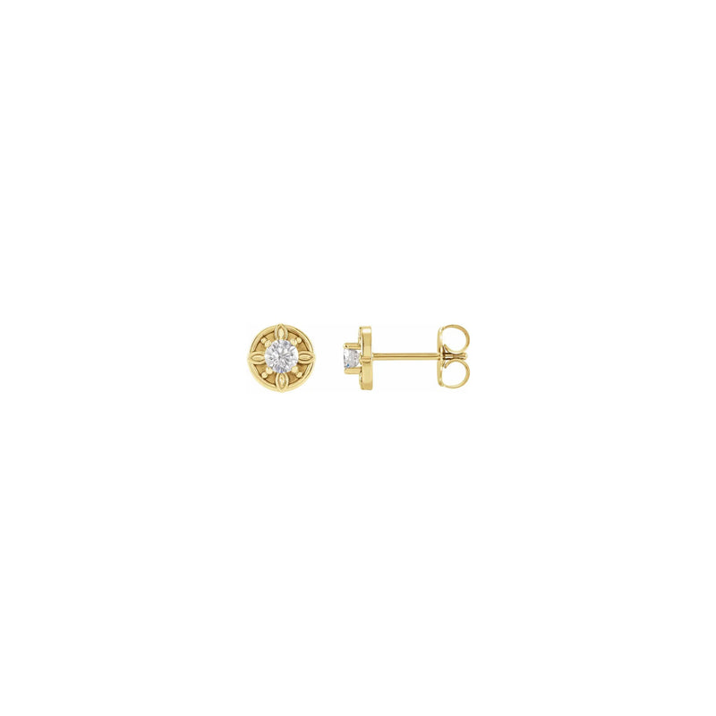 Floral-Inspired Diamond Stud Earrings yellow (14K) main - Popular Jewelry - New York