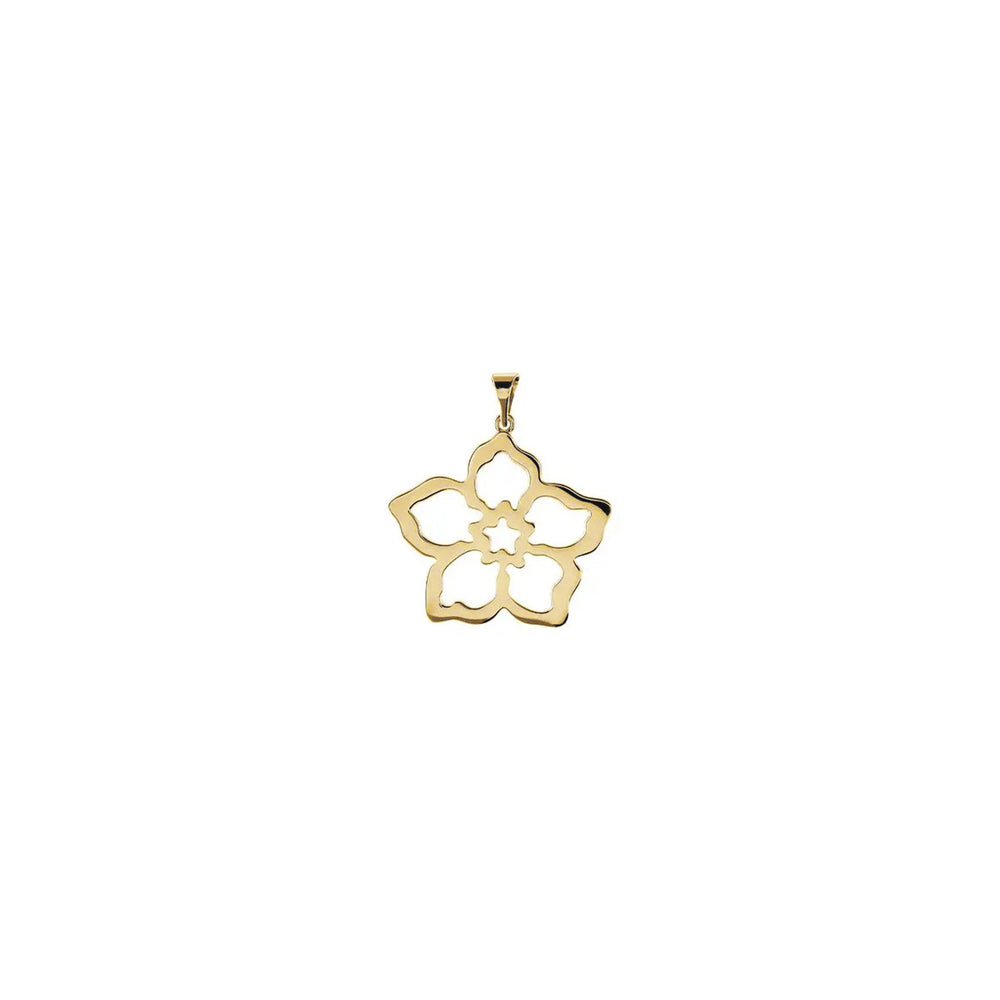 Forget Me Not Flower Contour Pendant yellow (14K) front - Popular Jewelry - New York