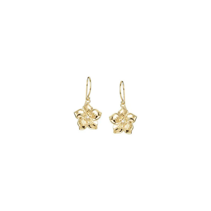 Forget Me Not Flower Dangling Earrings yellow (14K) front - Popular Jewelry - New York