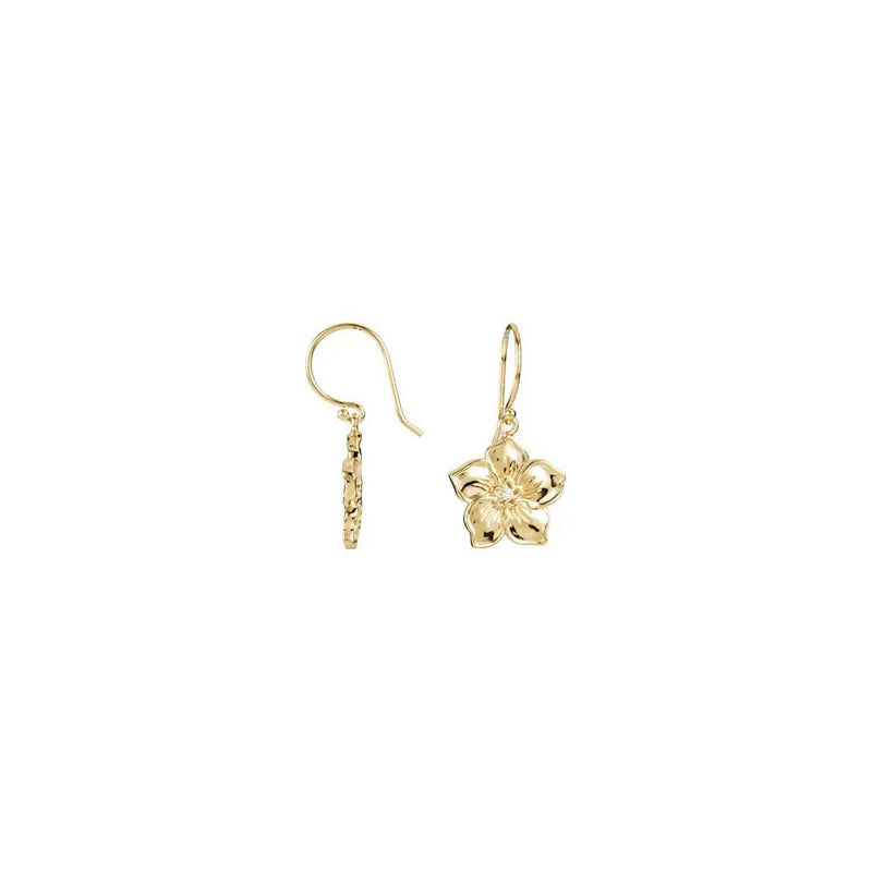 Forget Me Not Flower Dangling Earrings yellow (14K) main - Popular Jewelry - New York