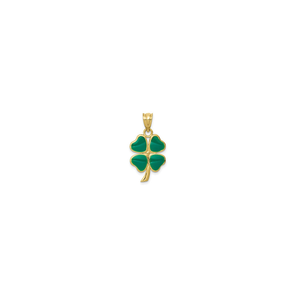 Four Leaf Clover Enameled Pendant (14K) front - Popular Jewelry - New York