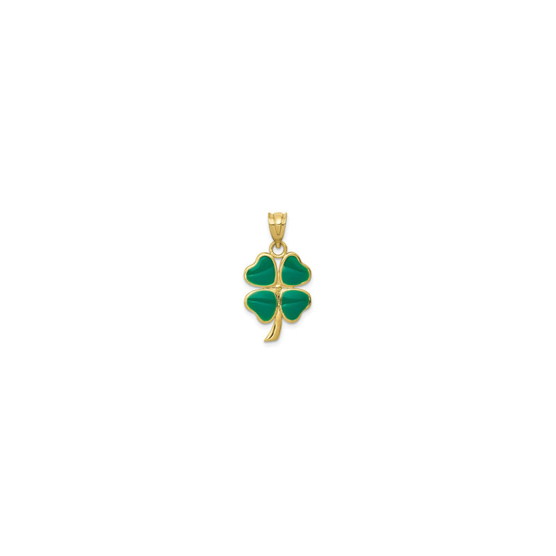Four Leaf Clover Enameled Pendant (14K) front - Popular Jewelry - New York