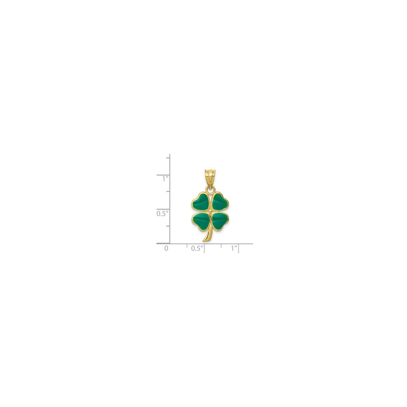 Four Leaf Clover Enameled Pendant (14K) scale - Popular Jewelry - New York