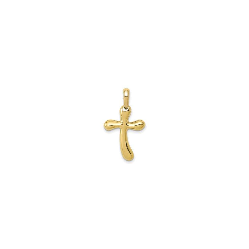 Freeform Cross Pendant yellow (14K) front - Popular Jewelry - New York