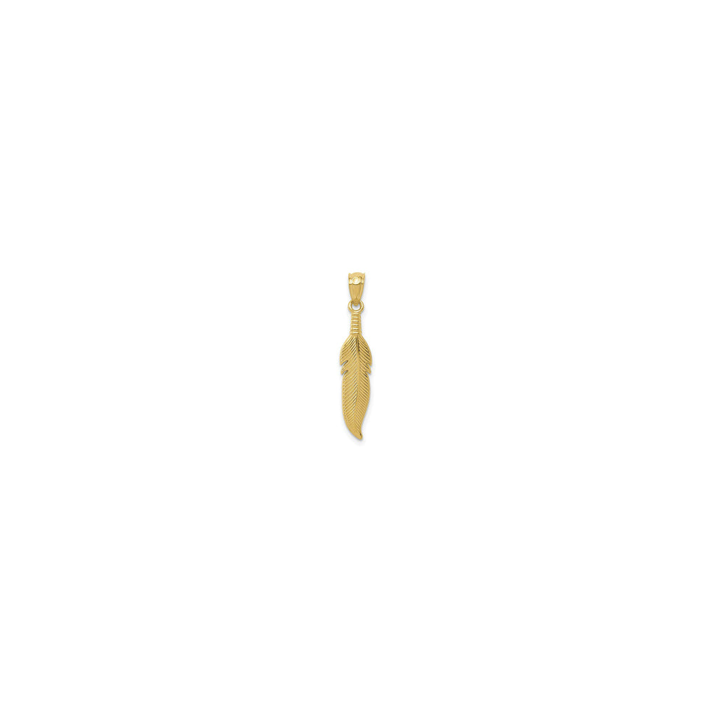 Golden Feather Pendant (14K) front - Popular Jewelry - New York
