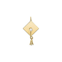 Graduation Cap with Pearl Pendant (14K) front - Popular Jewelry - New York
