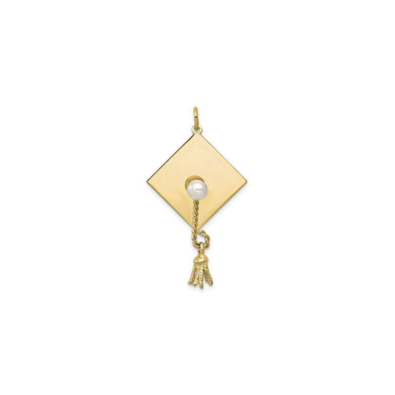 Graduation Cap with Pearl Pendant (14K) front - Popular Jewelry - New York