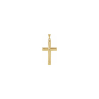 Подвеска с плоским крестом с рифлением, желтая (14K) спереди - Popular Jewelry - Нью-Йорк