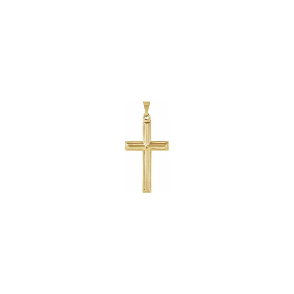 Grooved Flat Cross Pendant yellow (14K) front - Popular Jewelry - New York