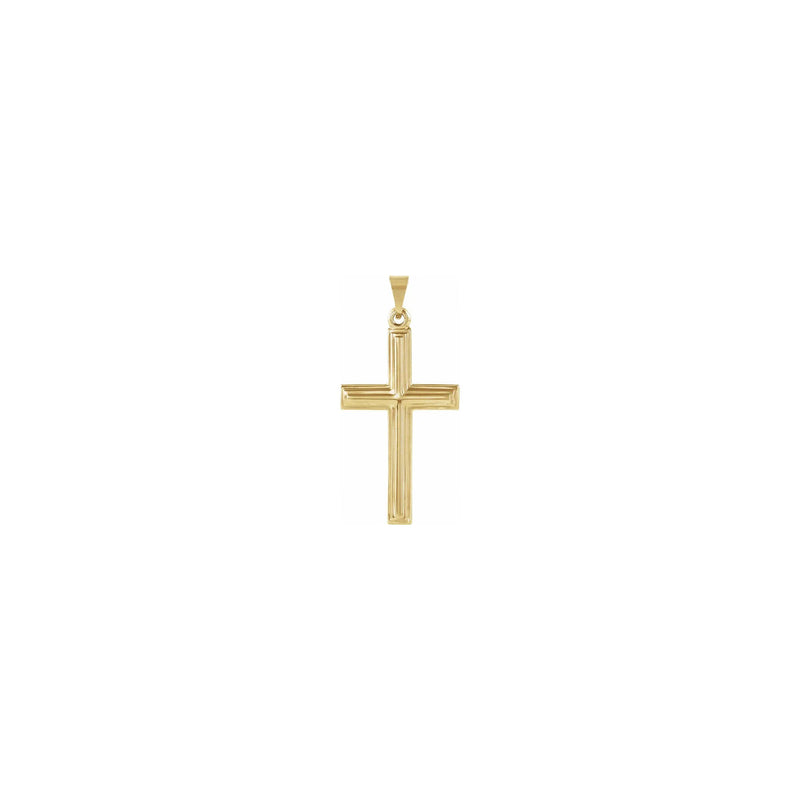 Grooved Flat Cross Pendant yellow (14K) front - Popular Jewelry - New York