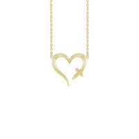 Огрлица са крстом срца жута (14К) напријед - Popular Jewelry - Њу Јорк