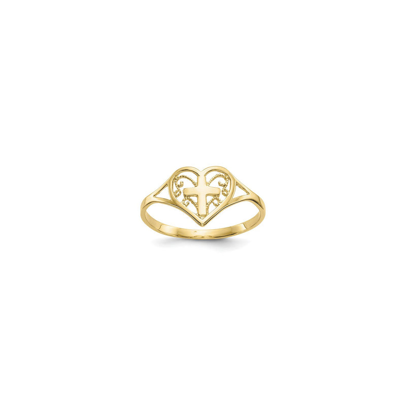 Heart Filigree Cross Ring (10K) main - Popular Jewelry - New York