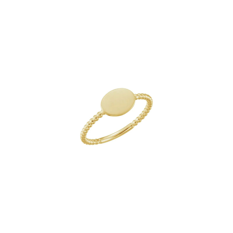 Horizontal Oval Beaded Stackable Signet Ring yellow (14K) main - Popular Jewelry - New York
