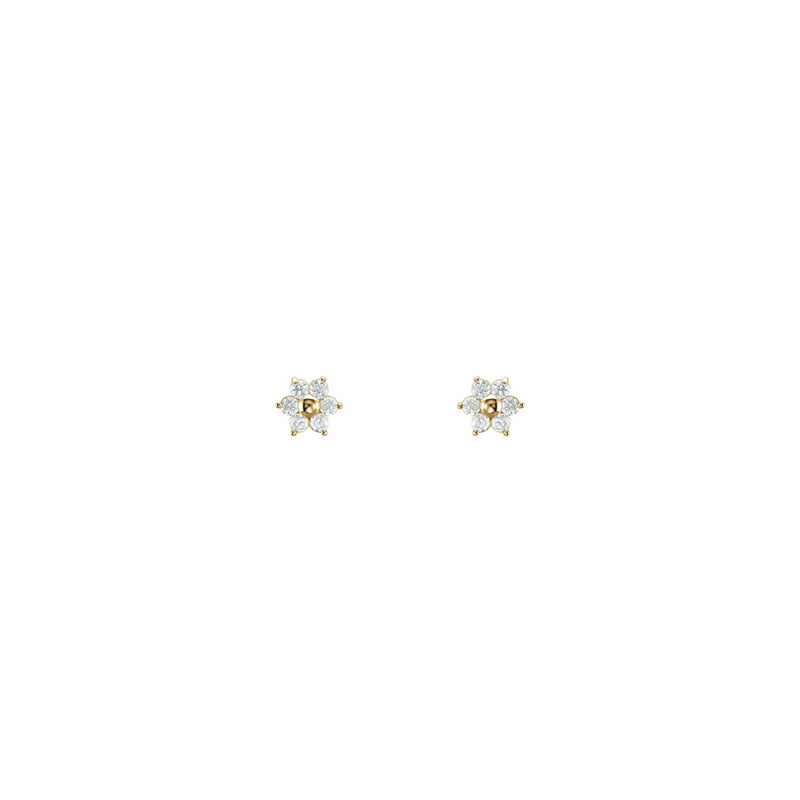 Icy Flower Stud Earrings (14K) front - Popular Jewelry - New York