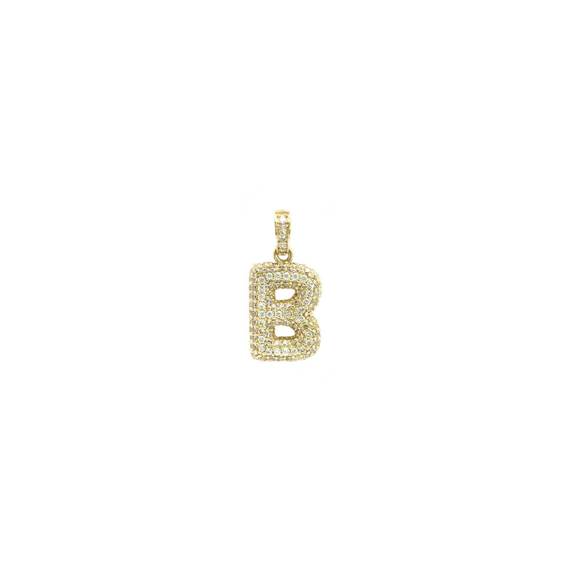 Icy Puffy Initial Letter Pendant B (14K) front - Popular Jewelry - New York