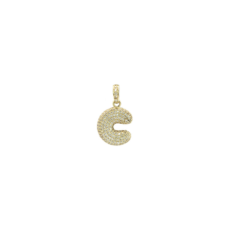 Icy Puffy Initial Letter Pendant C (14K) front - Popular Jewelry - New York