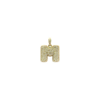 Icy Puffy Initial Letter Pendant M (14K) front - Popular Jewelry - New York