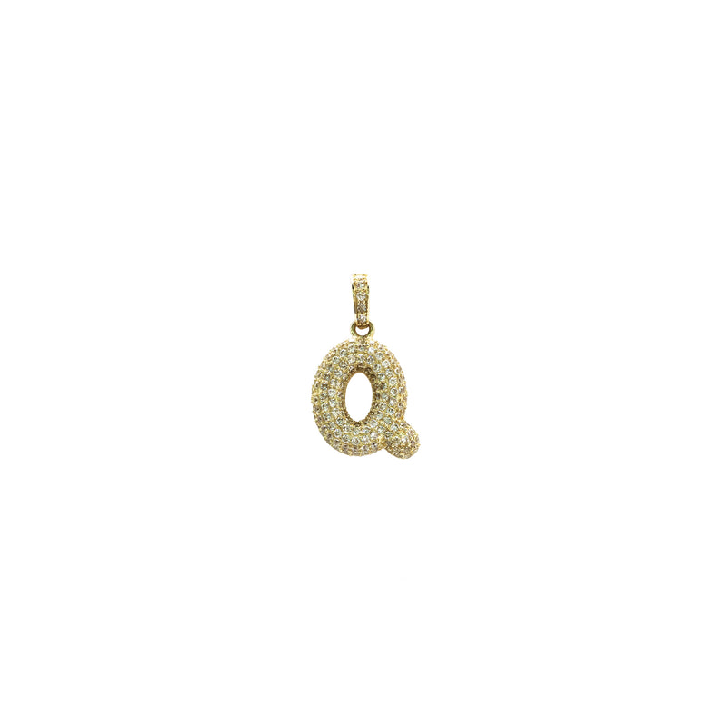 Icy Puffy Initial Letter Pendant Q (14K) front - Popular Jewelry - New York