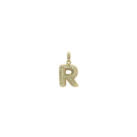 Ciondolo lettera iniziale Puffy Icy R (14K) davanti - Popular Jewelry - New York