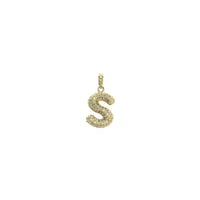 Ciondolo lettera iniziale Puffy Icy S (14K) davanti - Popular Jewelry - New York