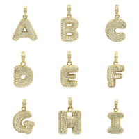 Icy Puffy Initial Letter Anhengssett 1 (14K) foran - Popular Jewelry - New York