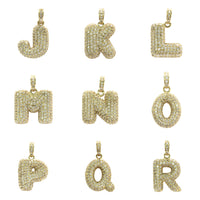 Set di ciondoli con lettera iniziale Icy Puffy 2 (14K) davanti - Popular Jewelry - New York