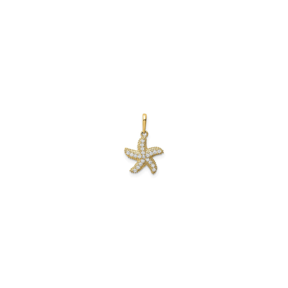 Icy Starfish Pendant (14K) front - Popular Jewelry - New York