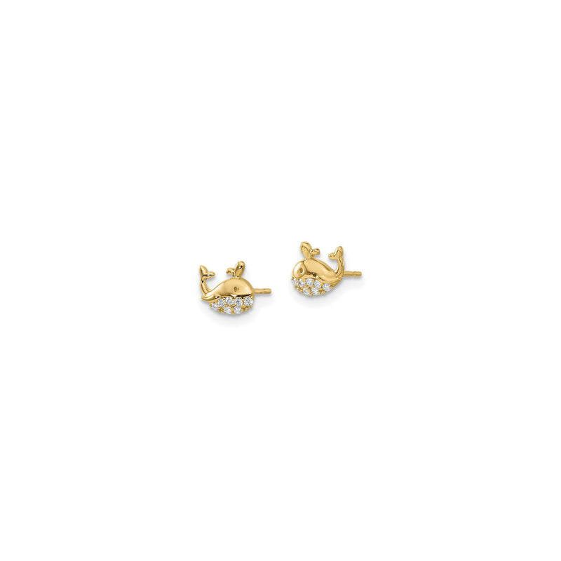 Icy Whale Stud Earrings (14K) side - Popular Jewelry - New York
