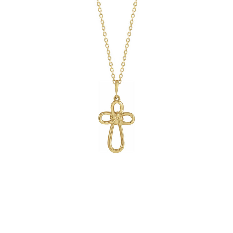 Knotted Cross Necklace yellow (14K) front - Popular Jewelry - New York