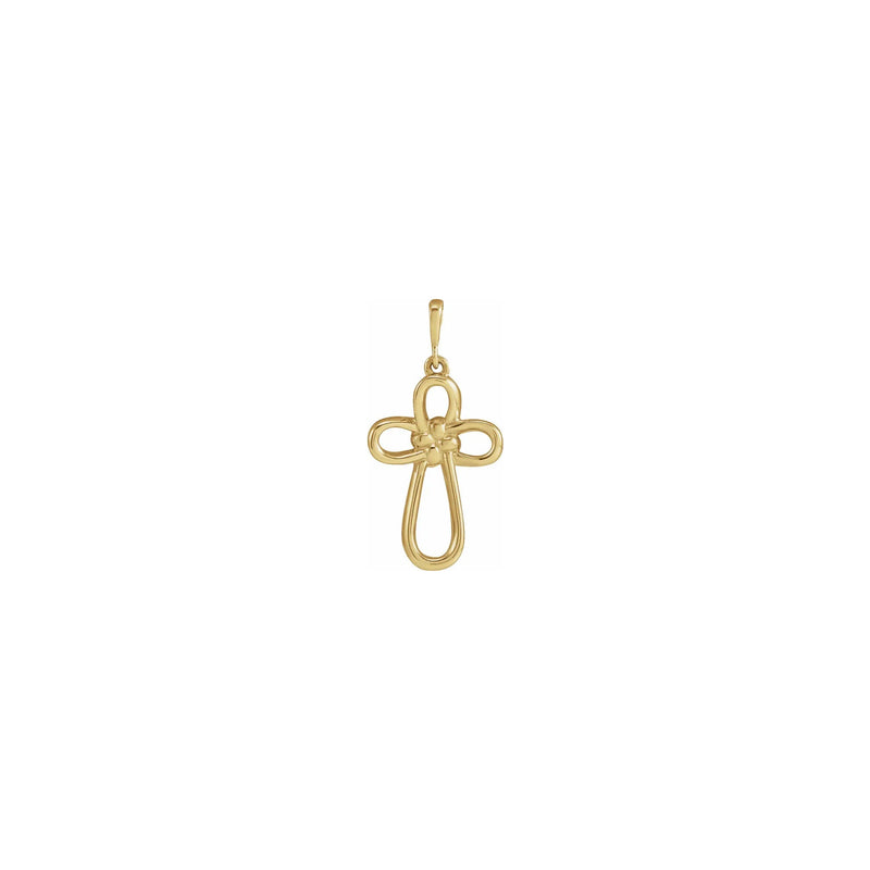 Knotted Cross Pendant yellow (14K) front - Popular Jewelry - New York