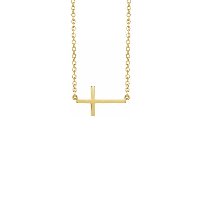 Large Sideways Cross Necklace yellow (14K) front - Popular Jewelry - New York